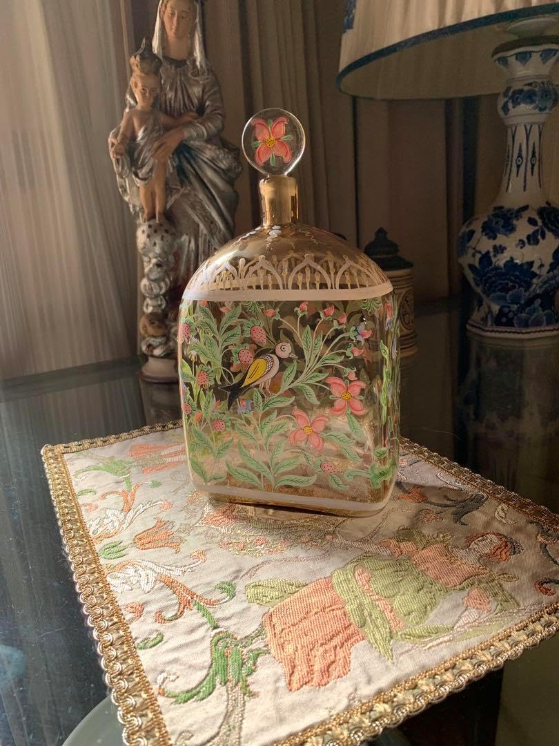 ベネチアングラスの最高峰サリール工房のビンテージ鳥と花柄の香水瓶